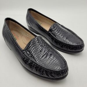 SAS Simplify Loafers Women Size 10 Black Patent Croc Embossed Comfort Slip On